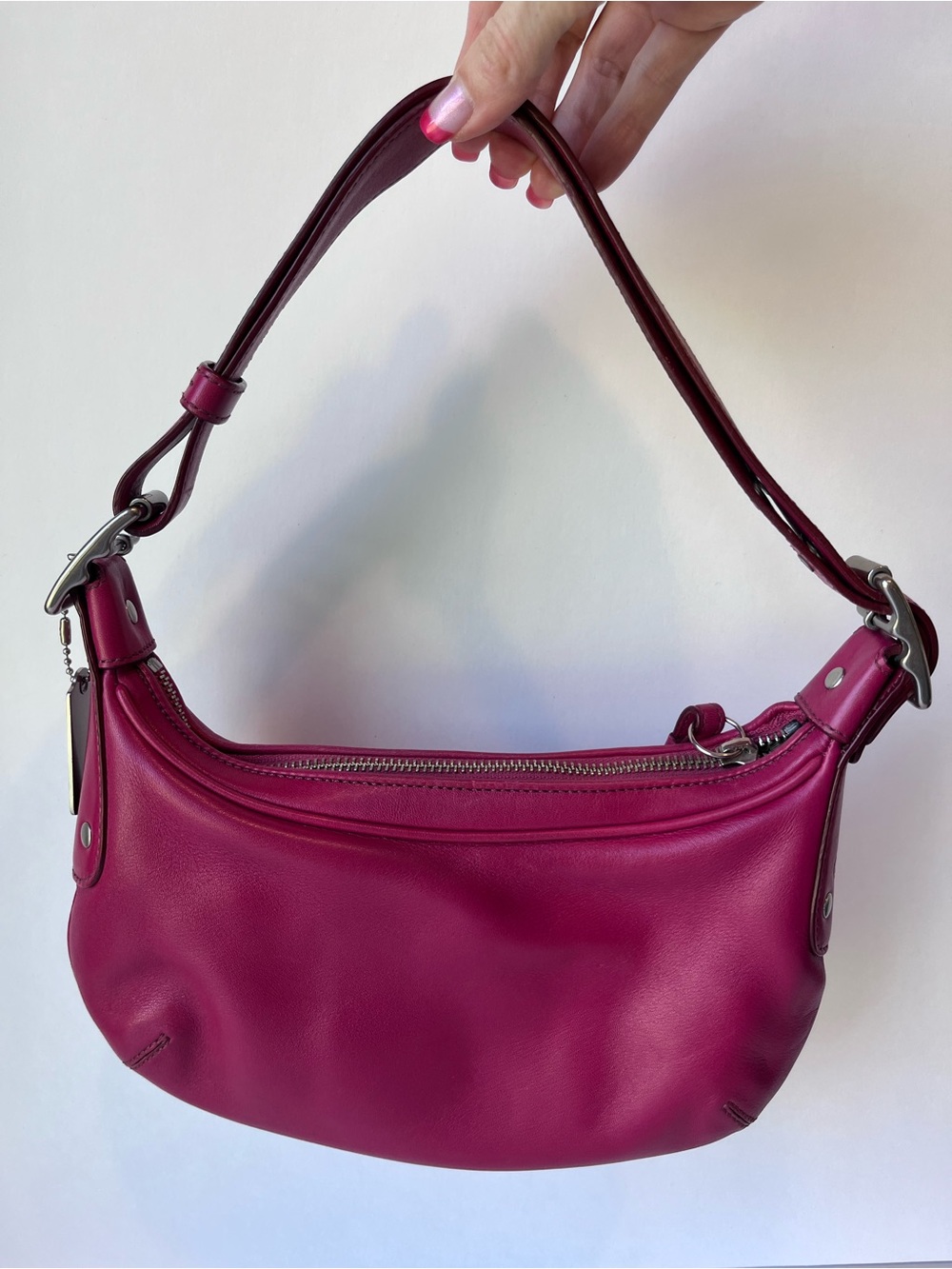Vintage Coach 7451 Pink Raspberry Crescent Shoulder Bag